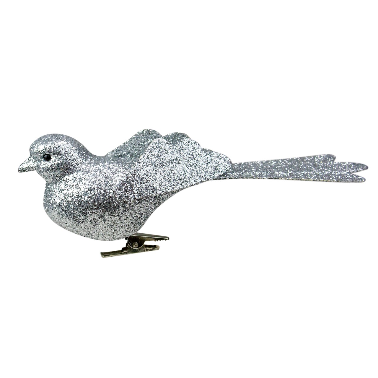 Northlight Glittered Bird Clip-On Christmas Ornament - 6" - Silver-tone